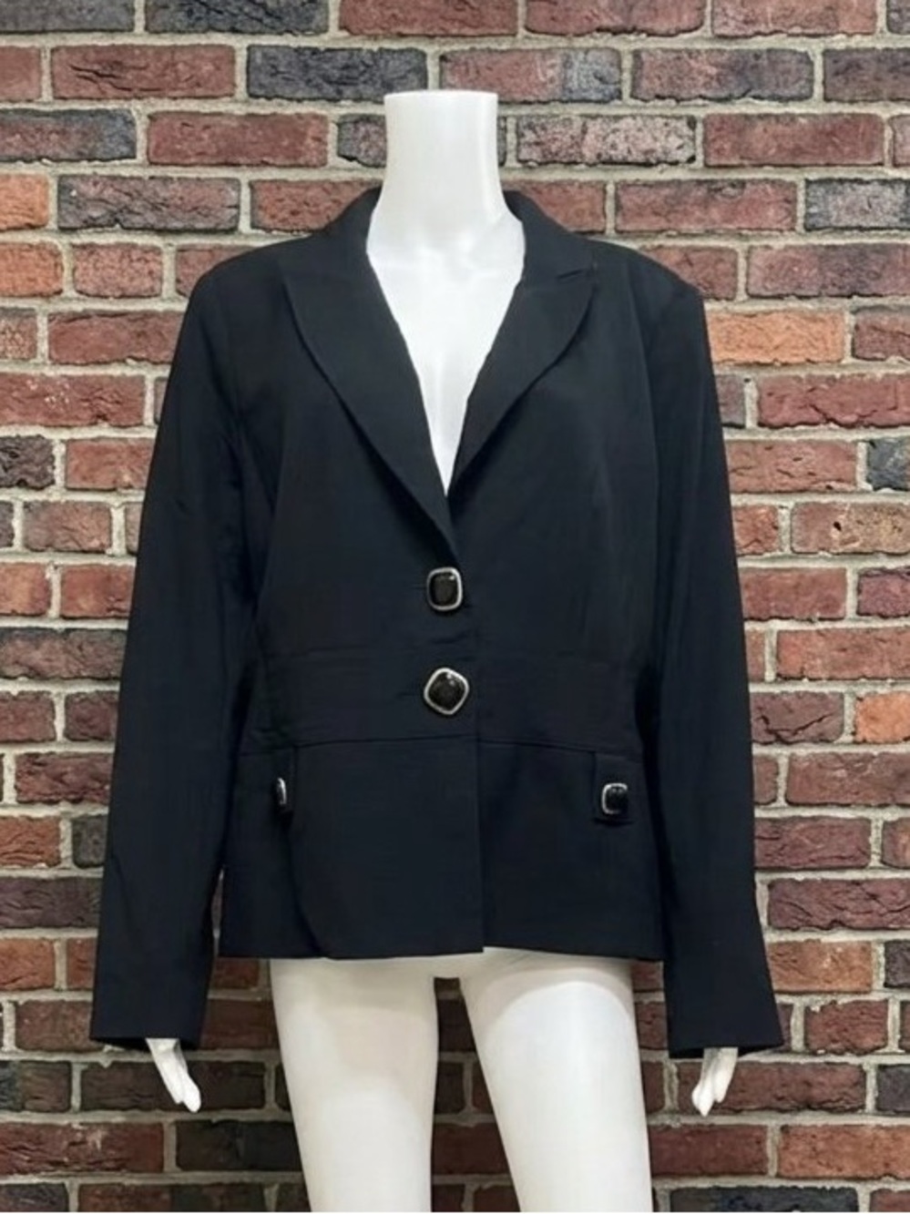 Tribal Blazer Black Lined Knit Stretch Professional Career Jacket Size 14 NWT